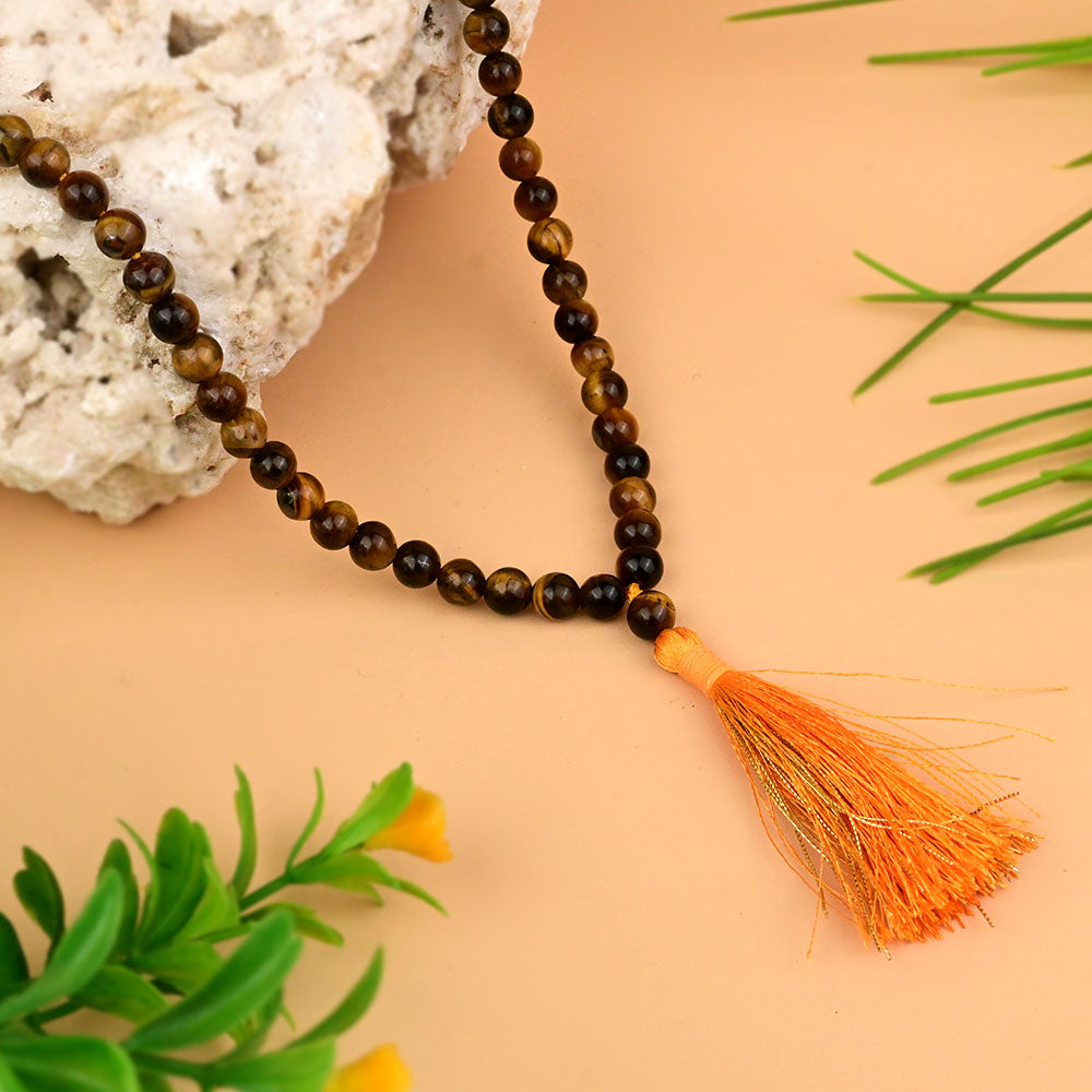 8 mm Tiger Eye Mala 54 Beads With Lab Certificate
