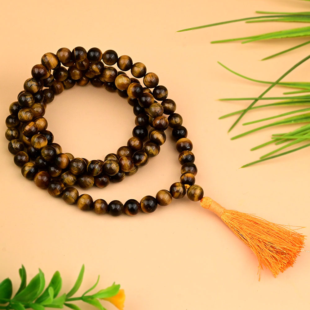 8 mm Tiger Eye Mala 54 Beads With Lab Certificate